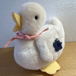 Vtg 1986 Applause Duck Rattle Plush White Duckie Felt Beak & Feet Stuffed Animal